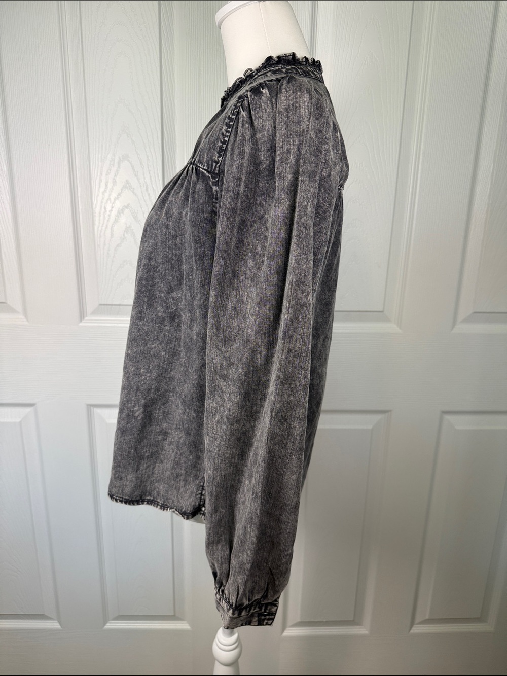 Boho Rails Charcoal washed denim Ruffled Blouse - Picture 7 of 12